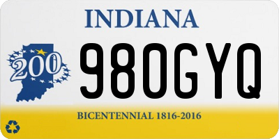 IN license plate 980GYQ