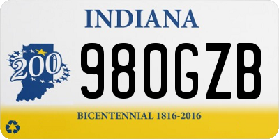 IN license plate 980GZB