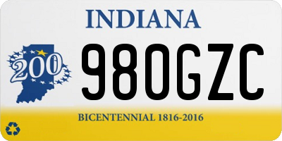IN license plate 980GZC
