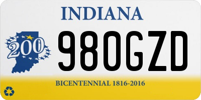 IN license plate 980GZD