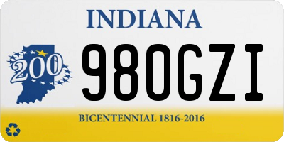 IN license plate 980GZI