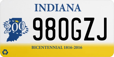 IN license plate 980GZJ