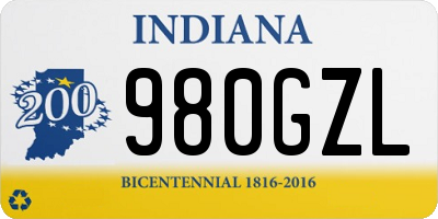 IN license plate 980GZL