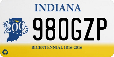 IN license plate 980GZP