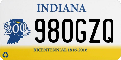 IN license plate 980GZQ