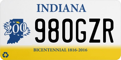 IN license plate 980GZR