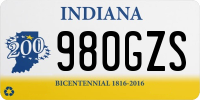 IN license plate 980GZS