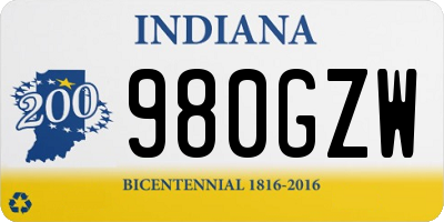 IN license plate 980GZW
