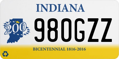 IN license plate 980GZZ