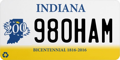 IN license plate 980HAM