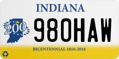 IN license plate 980HAW