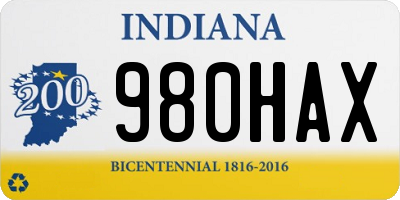IN license plate 980HAX
