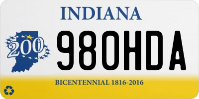 IN license plate 980HDA