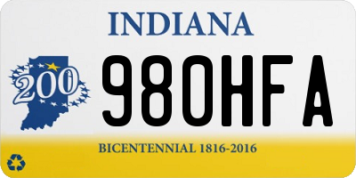 IN license plate 980HFA