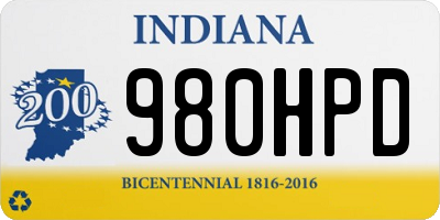 IN license plate 980HPD