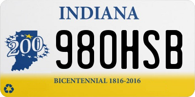 IN license plate 980HSB