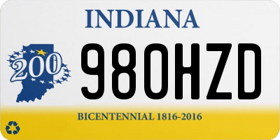 IN license plate 980HZD