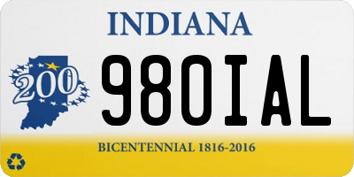 IN license plate 980IAL