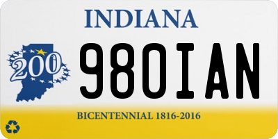 IN license plate 980IAN