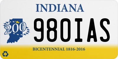 IN license plate 980IAS