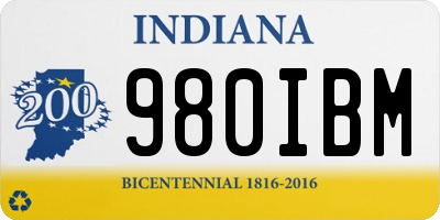 IN license plate 980IBM