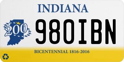 IN license plate 980IBN