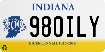 IN license plate 980ILY