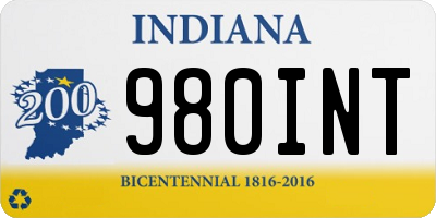 IN license plate 980INT
