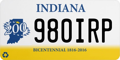 IN license plate 980IRP