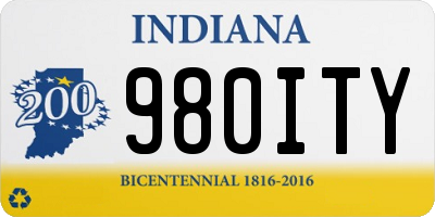 IN license plate 980ITY