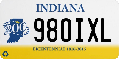 IN license plate 980IXL