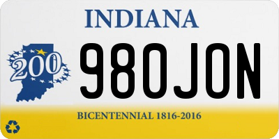 IN license plate 980JON
