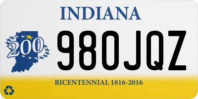 IN license plate 980JQZ