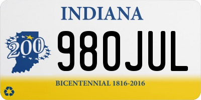 IN license plate 980JUL