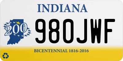 IN license plate 980JWF