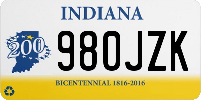 IN license plate 980JZK