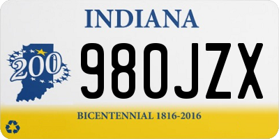 IN license plate 980JZX