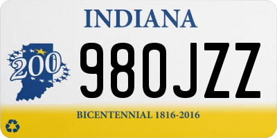 IN license plate 980JZZ
