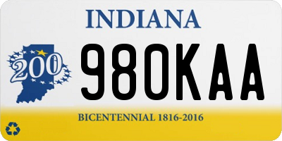 IN license plate 980KAA