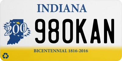 IN license plate 980KAN