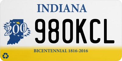 IN license plate 980KCL