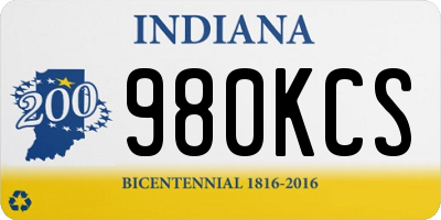 IN license plate 980KCS