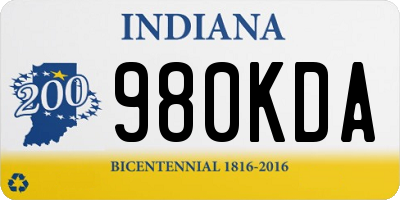 IN license plate 980KDA