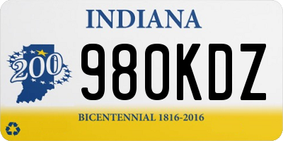 IN license plate 980KDZ