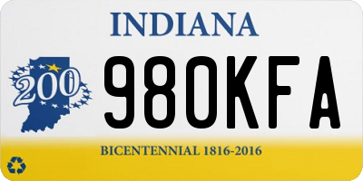 IN license plate 980KFA