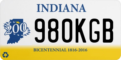 IN license plate 980KGB