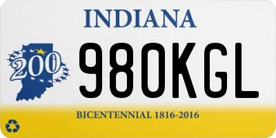 IN license plate 980KGL