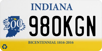 IN license plate 980KGN