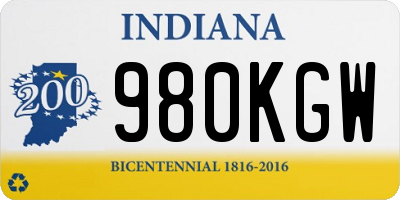 IN license plate 980KGW