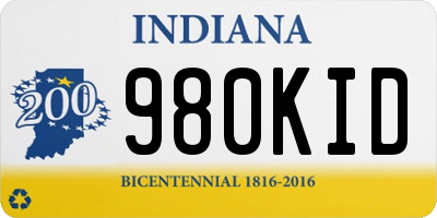 IN license plate 980KID
